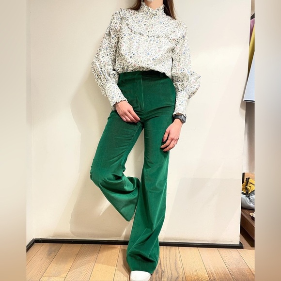NWOT Weekend MaxMara label-cut Green Bootcut Trousers IT38 US2/4 - Picture 1 of 17
